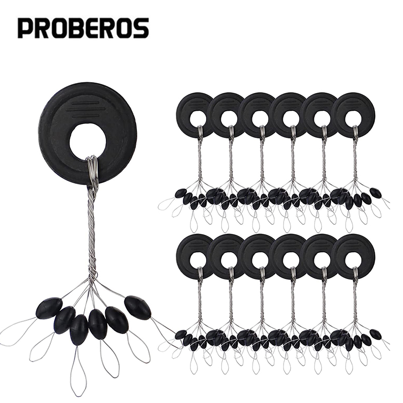 Fishing Bobber Float - PRO BEROS 60Pcs 10Set Black Rubber